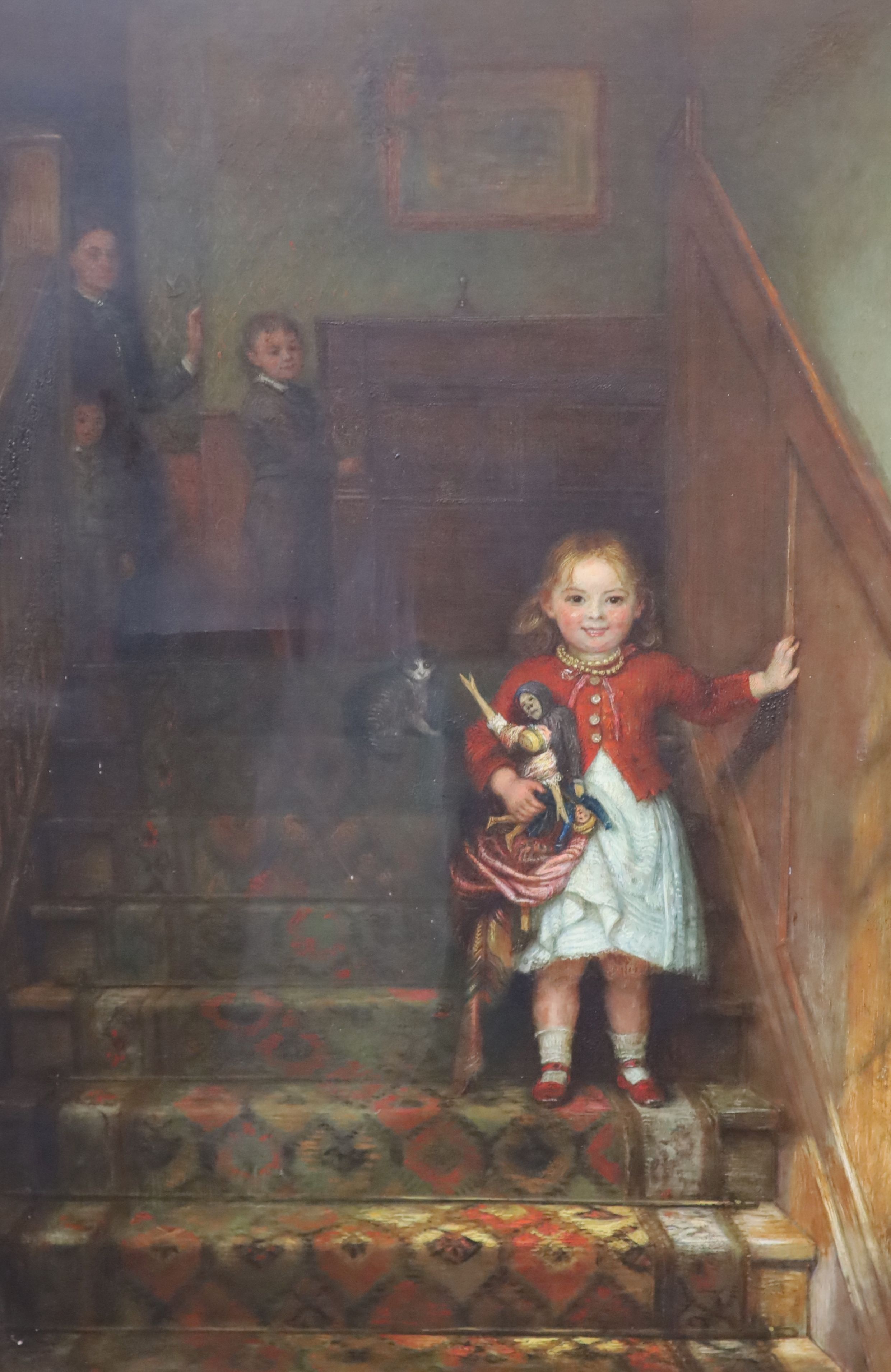 Charles West Cope (1811-1890), Children on a staircase, Oil on canvas, 54 x 36cm.